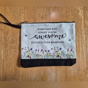 NWOT Floral Inspirational Wristlet Pouch Bag